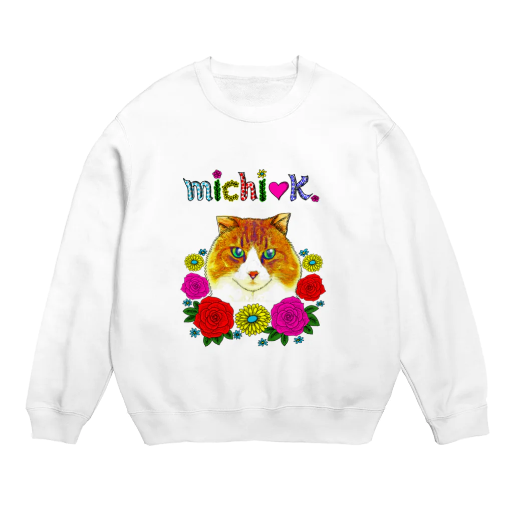 michi♡K  ミチケーファッションブランドの#1 ハート君〜バラ編〜おとぎの国のネコ Crew Neck Sweatshirt