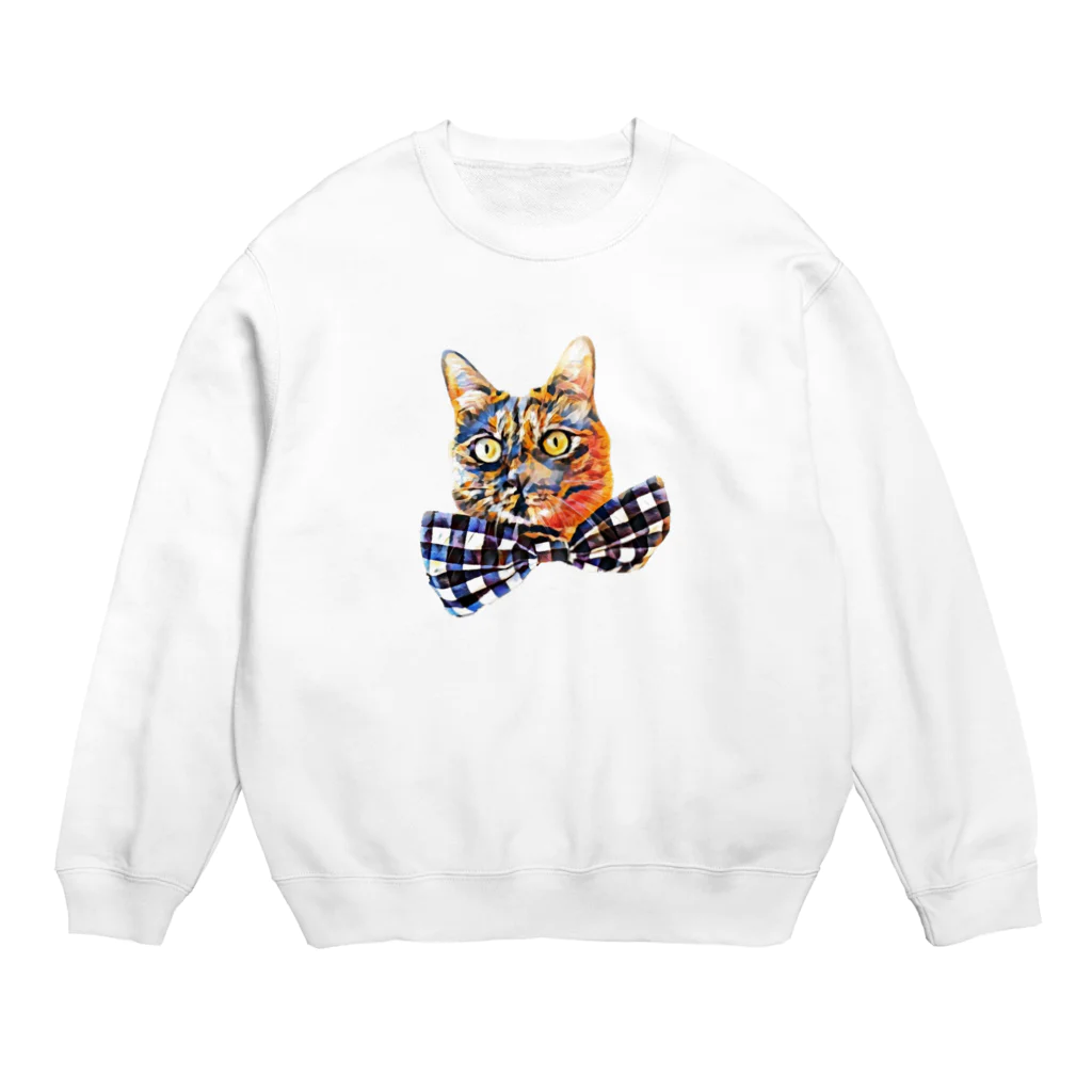 サビちゃんのビッグリボンサビ猫 Crew Neck Sweatshirt