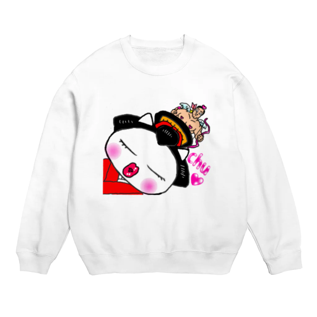 Happy Fun goodsの舞妓ねこ　接吻 Crew Neck Sweatshirt