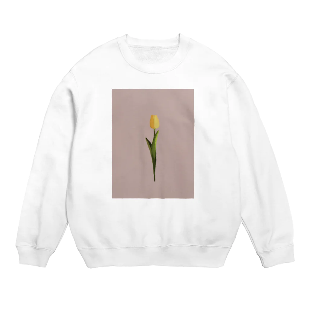 rilybiiのart* yellow tulip × dusty pink Crew Neck Sweatshirt