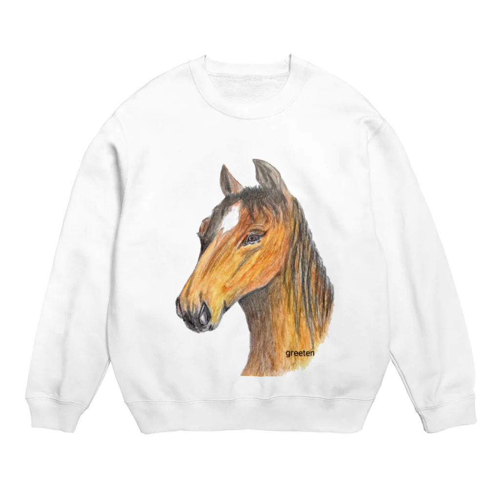 greetenの馬 アート Crew Neck Sweatshirt