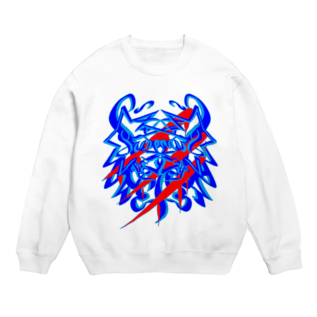 ＳＩＬＶＥＲＷＯＬＦＭＥＮmixculturedesinのsteersからの移動商品「狼カリグラフィー」 Crew Neck Sweatshirt