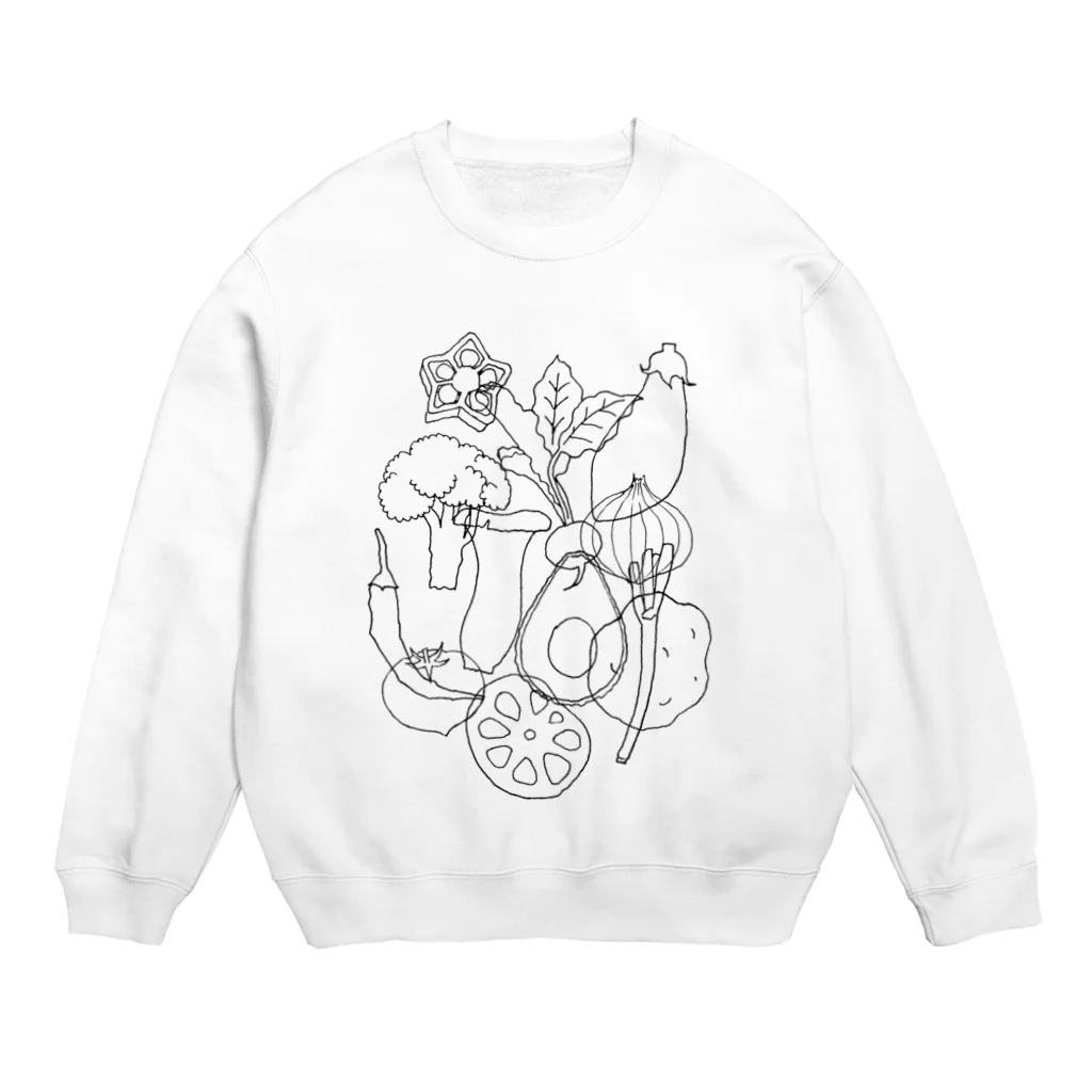 poufferの黒線のおやさい Crew Neck Sweatshirt