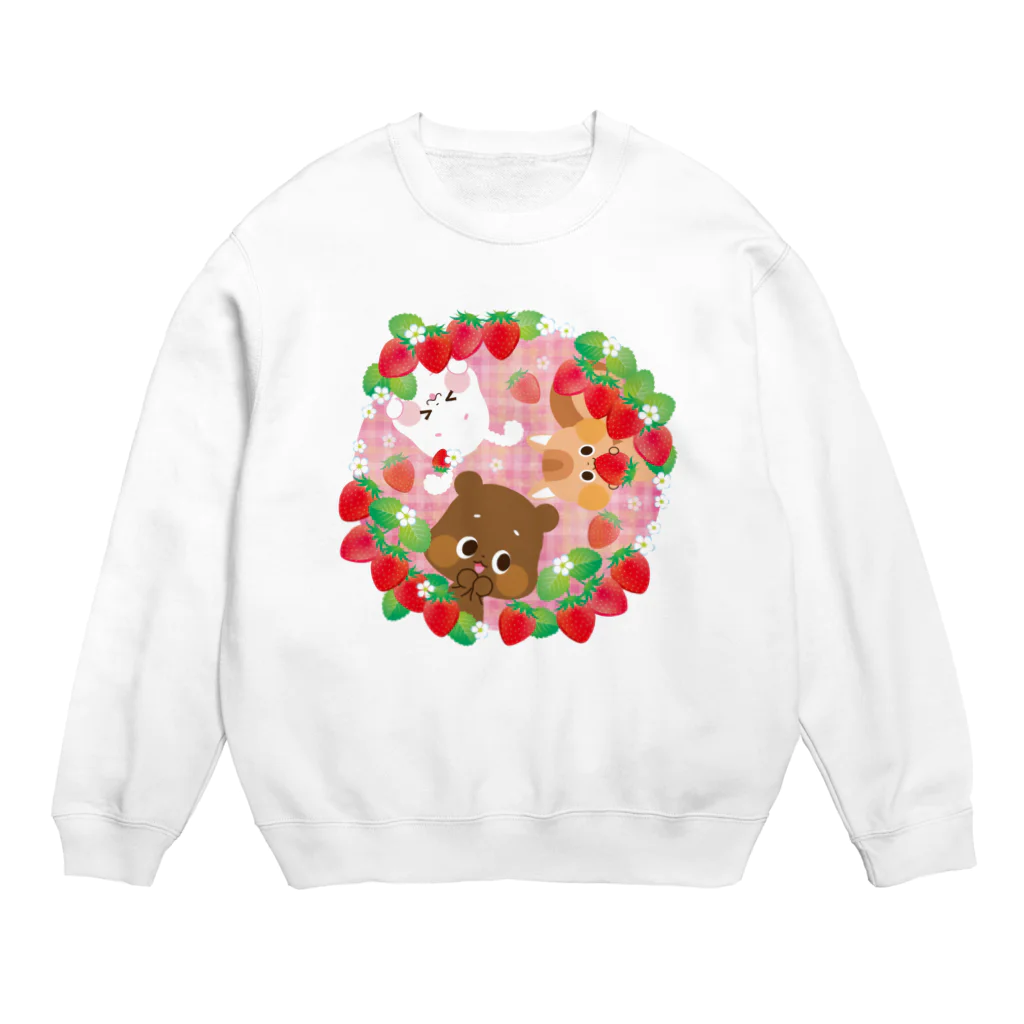 ゆるかわグラデーション＠NonnoDesignLaboのイチゴがいっぱい Crew Neck Sweatshirt