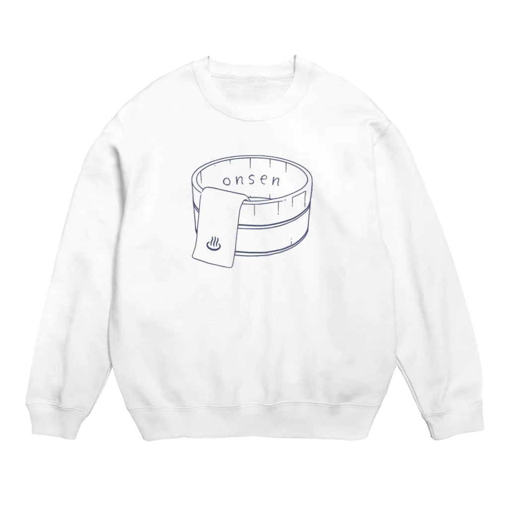 温泉グッズ@ブーさんとキリンの生活のonsen（ブルー） Crew Neck Sweatshirt