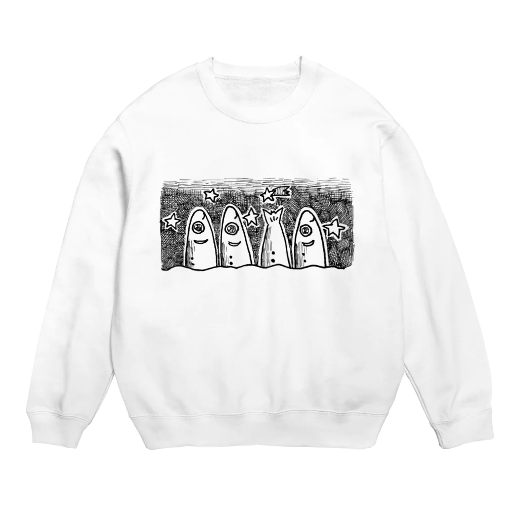 とめおにぎりのスターゲイザーパイに刺さったいわし Crew Neck Sweatshirt