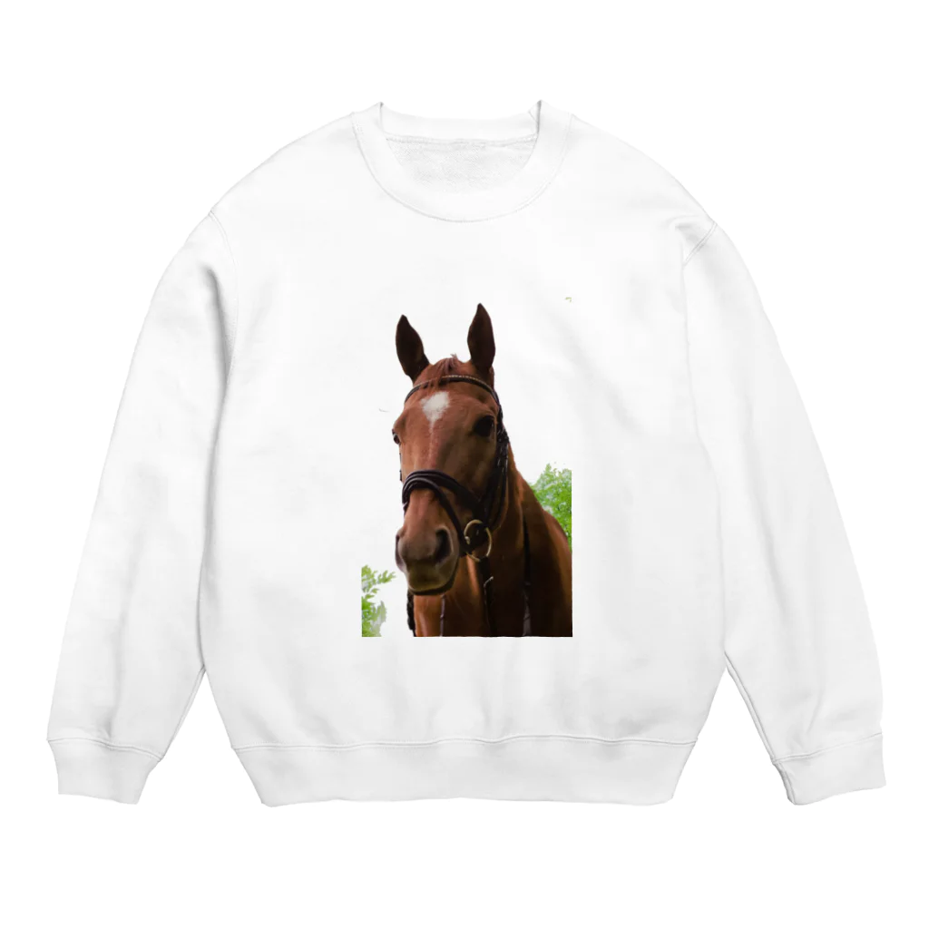 Teatime ティータイムの牧場 乗馬 馬術の馬 Crew Neck Sweatshirt