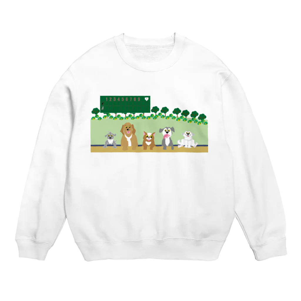 ジルトチッチのデザインボックスのわんちゃんと野球スタジアム Crew Neck Sweatshirt