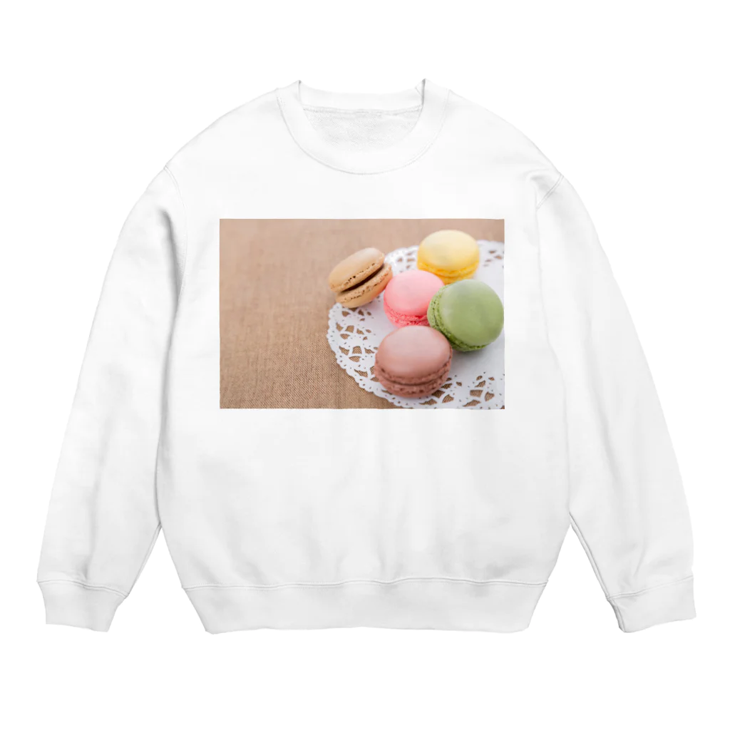 蓮花な日々 猫とお花たちのマカロンいっぱい Crew Neck Sweatshirt