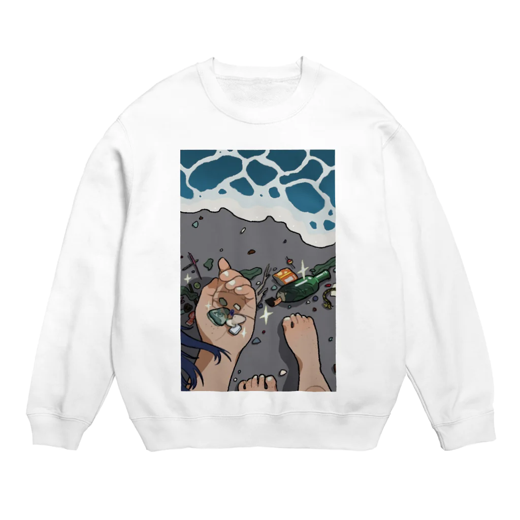 プラ湯の貝拾い Crew Neck Sweatshirt