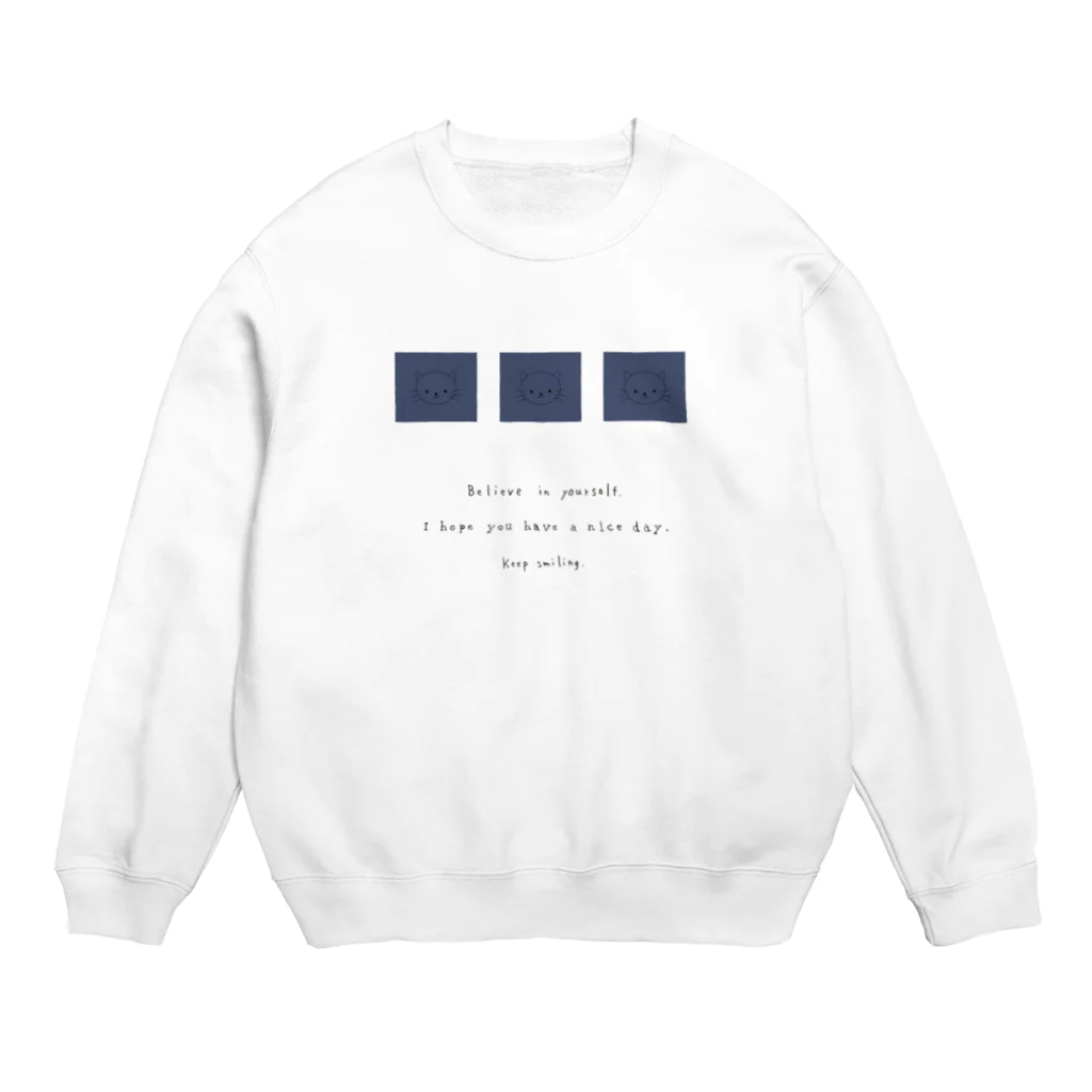 rilybiiのblue three neko Crew Neck Sweatshirt