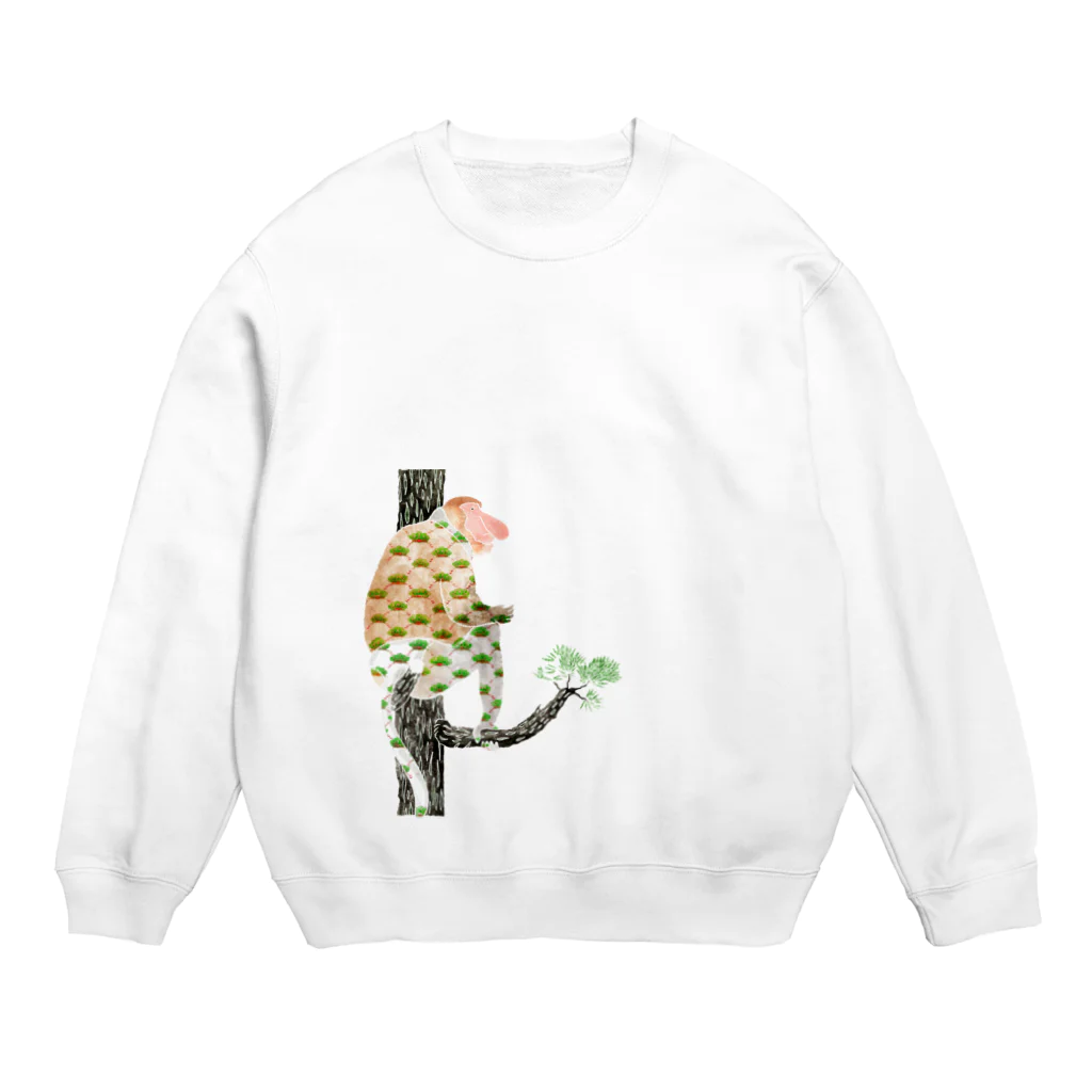 文様動物園 Pattern Zoo Museum shopの笠松 × テングザル Crew Neck Sweatshirt