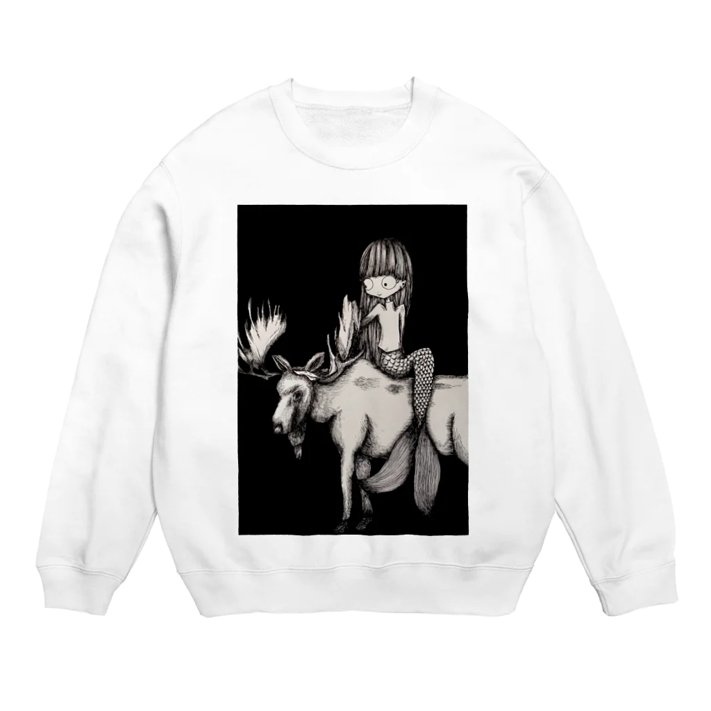 mermaidの人魚とヘラジカ Crew Neck Sweatshirt