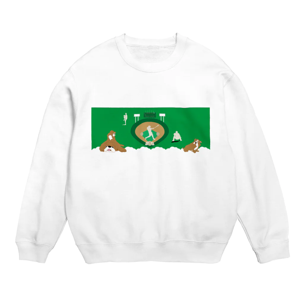 ジルトチッチのデザインボックスの野球と犬のわんわんナンバーワン Crew Neck Sweatshirt