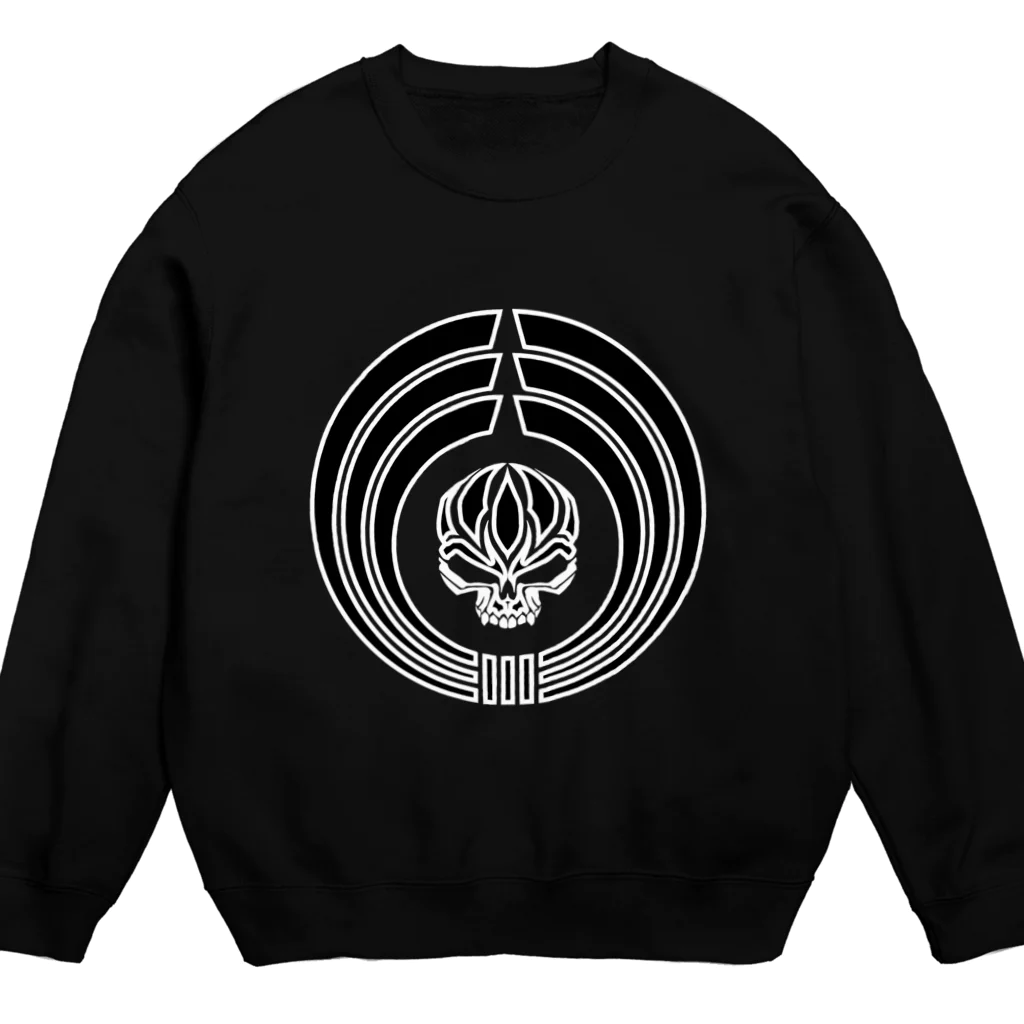 Ａ’ｚｗｏｒｋＳの熨斗輪に髑髏 白枠黒（オリジナル家紋シリーズ） Crew Neck Sweatshirt