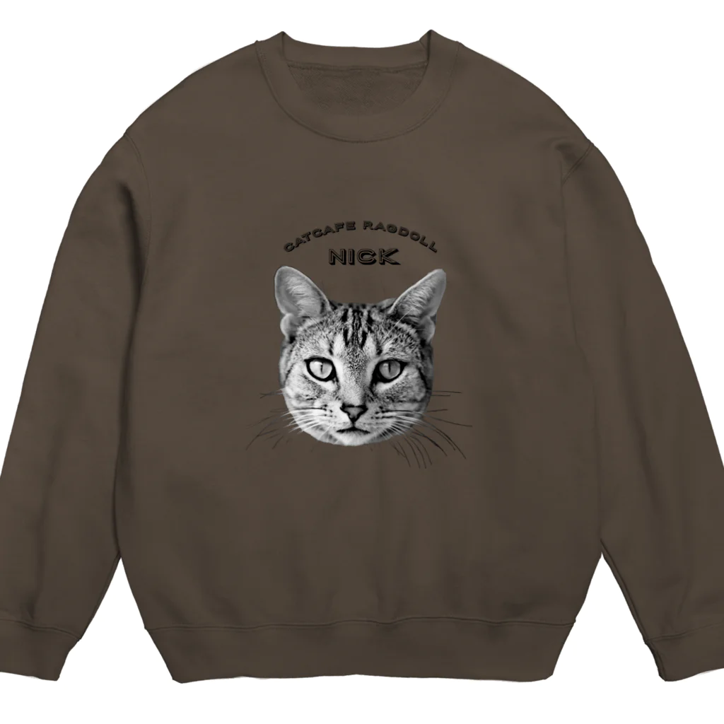 猫カフェラグドール（大阪難波）のニックを応援し隊！モノクロ Crew Neck Sweatshirt