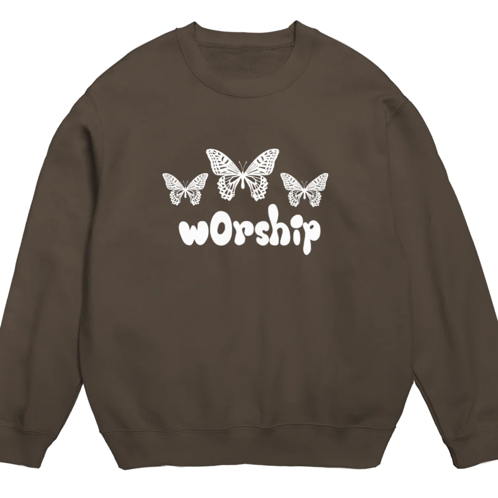 w0rshipの生まれ変わるなら蝶々がよき Crew Neck Sweatshirt