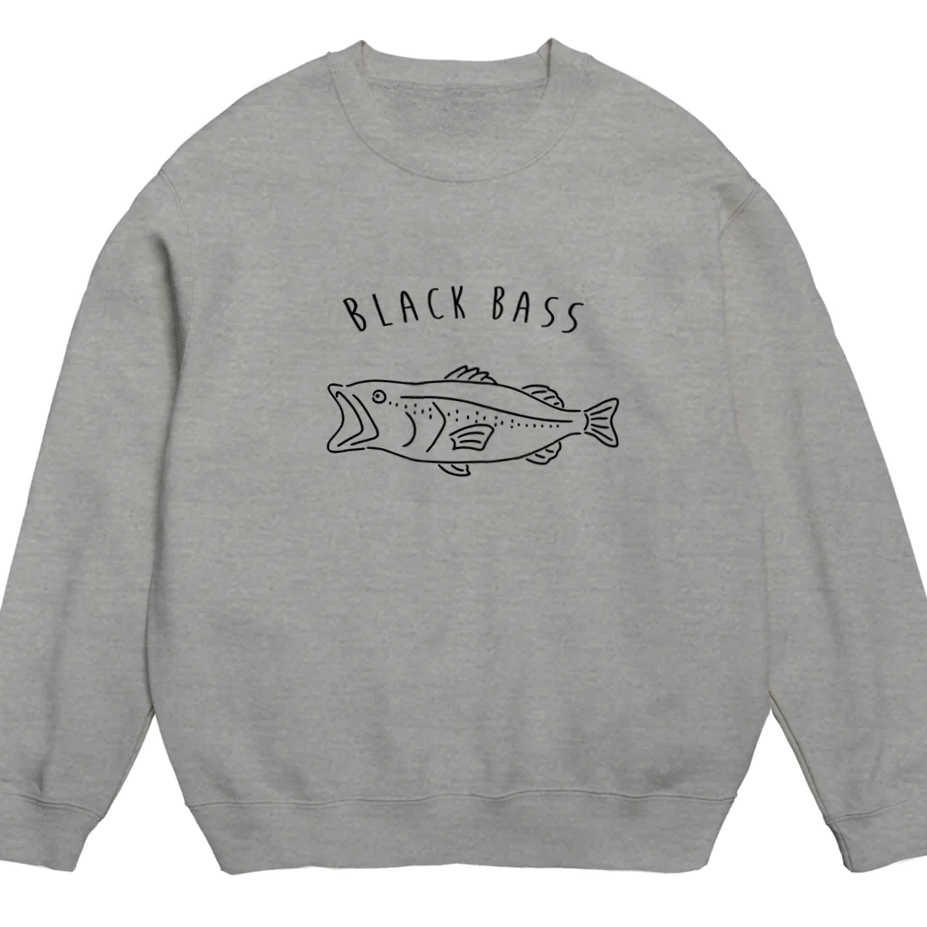 Aliviostaのブラックバス ゆるい魚イラスト #2 釣り Crew Neck Sweatshirt