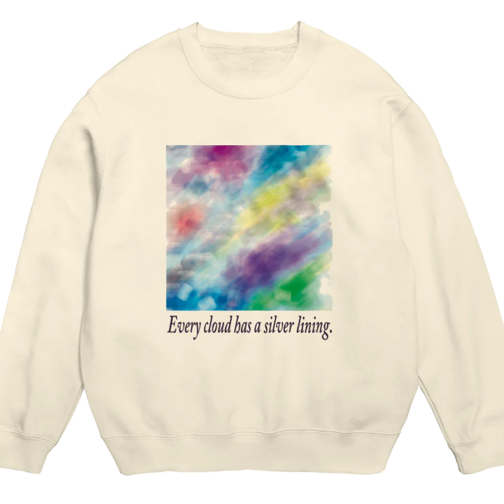 夜の闇に、色の魔法をかけながら。の雲ロング Crew Neck Sweatshirt