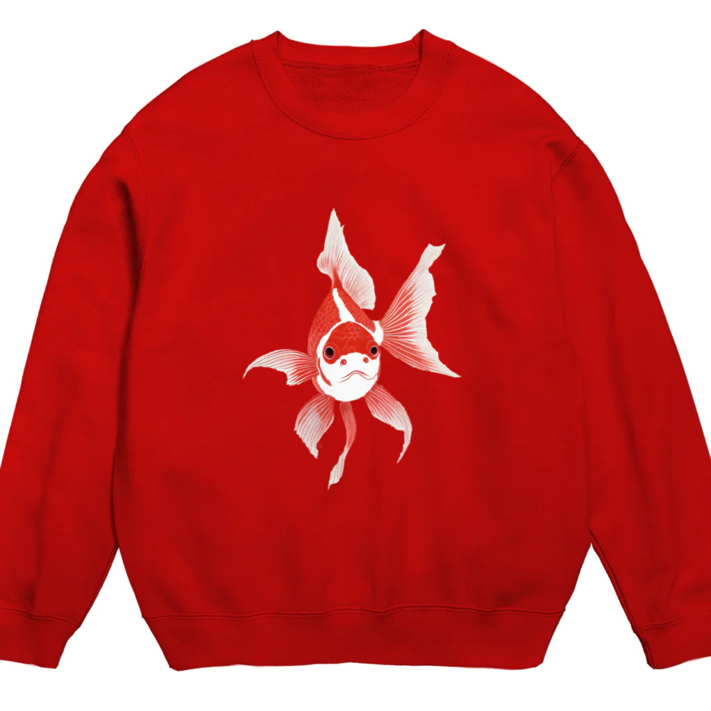 まみおデザインの金魚（ゆるモア水墨画風） Crew Neck Sweatshirt