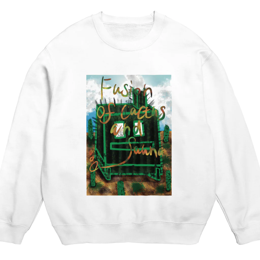 AkironBoy's_Shopのサボテンとサウナの融合 (Fusion of cactns and Sauna) Crew Neck Sweatshirt