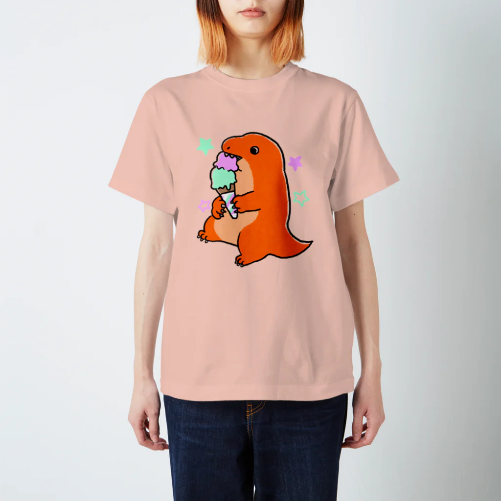 DinogaSuki -恐竜のこども服-のアイスもぐもぐティラノサウルス スタンダードTシャツ