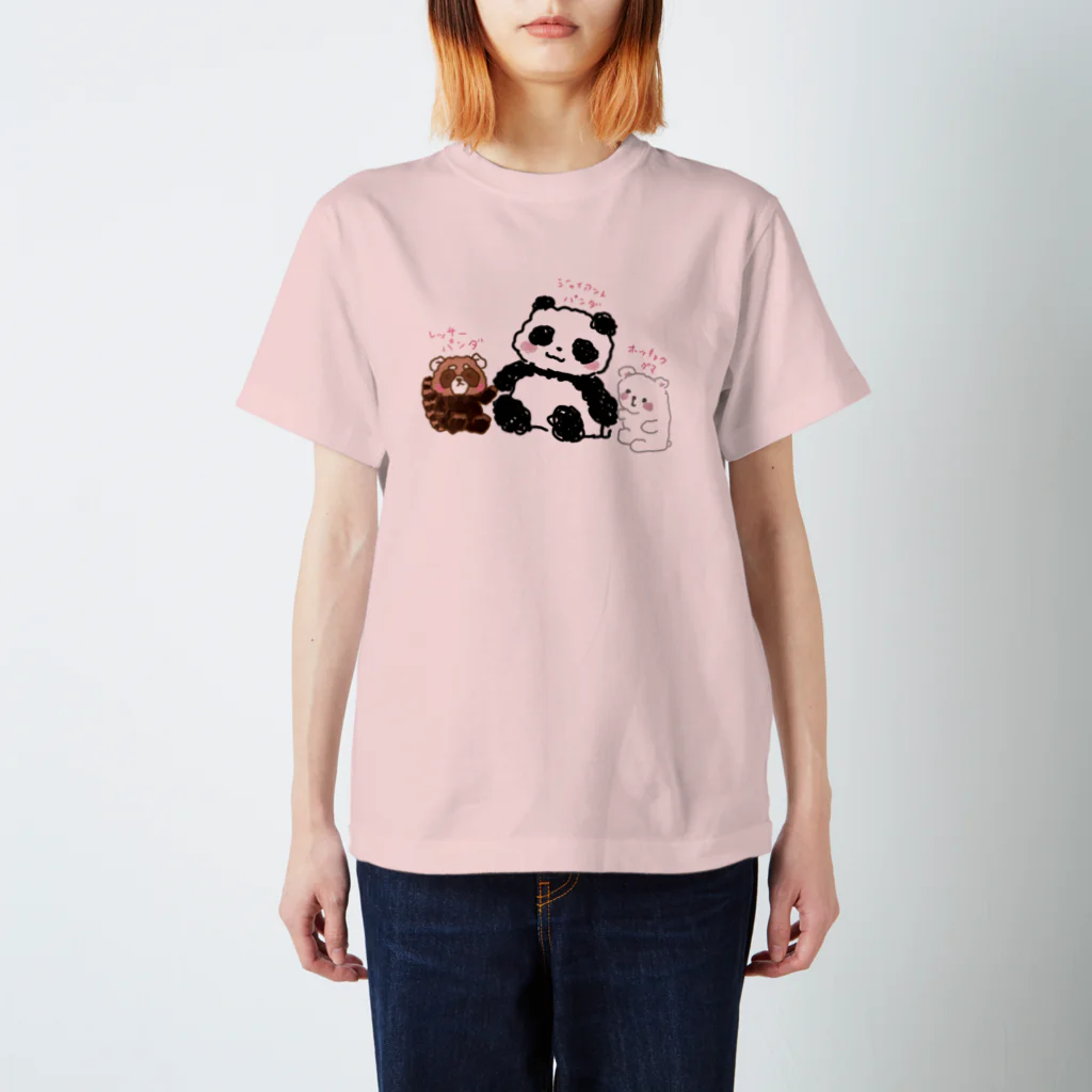 うみのいきもの・もりのいきものやさんのパンダ・パンダ・クマ スタンダードTシャツ