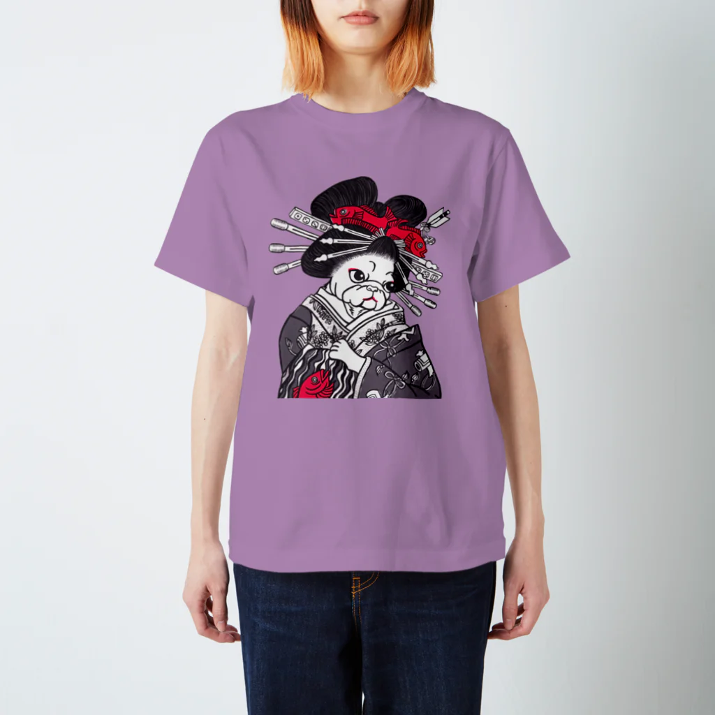 かめパグ屋の歌舞伎パグ「助六」の揚巻 スタンダードTシャツ