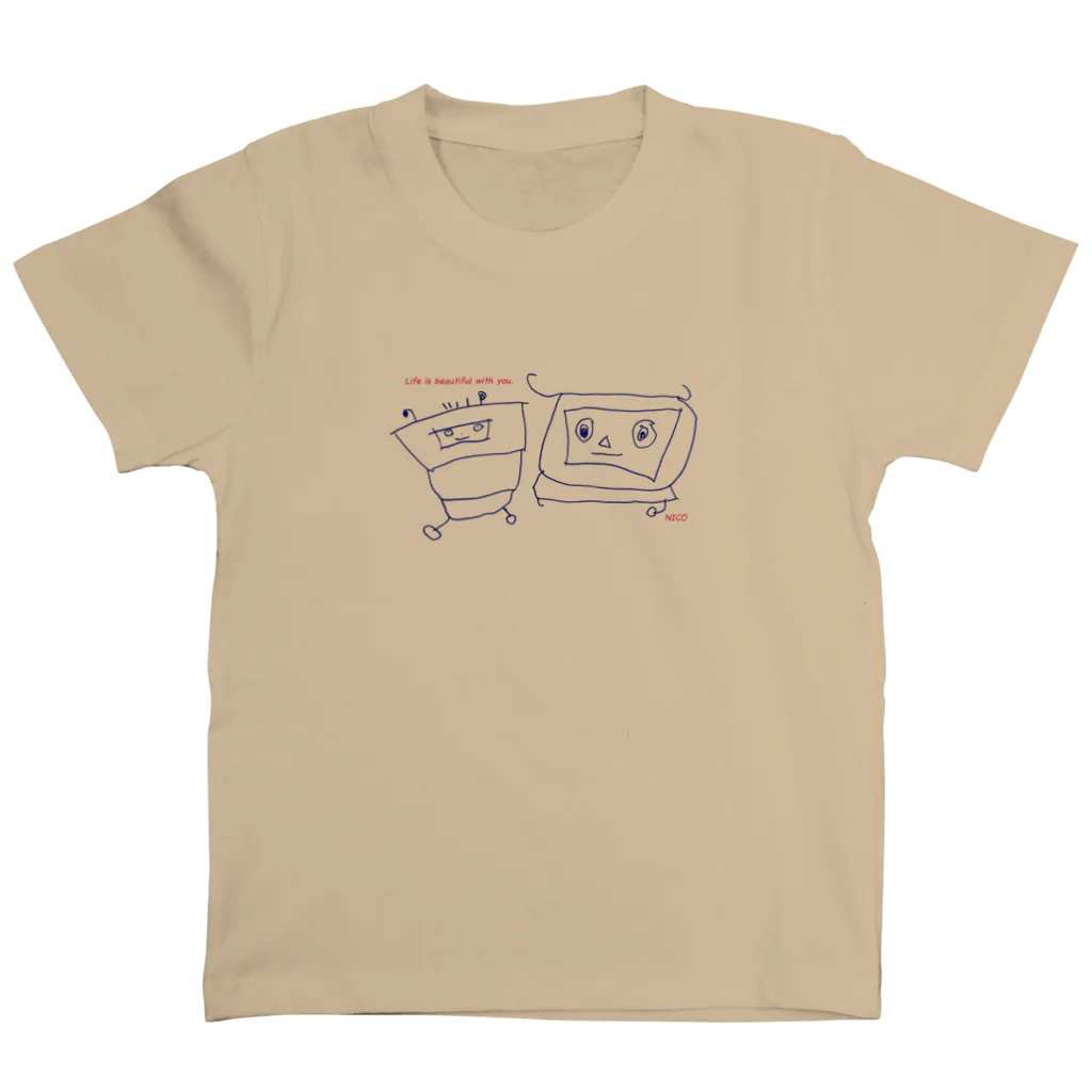 ダウン症のあるニコ（７歳）のさくひんのニコロボフレンズ スタンダードTシャツ