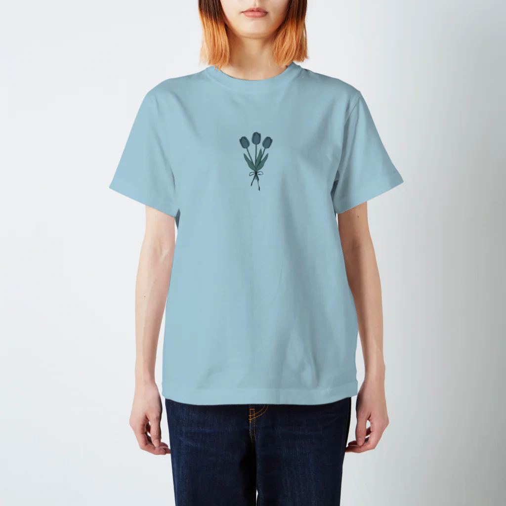 rilybiiのTulip Bouquet × Navyribbon Regular Fit T-Shirt