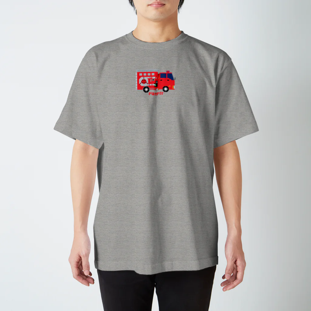 のりものドット絵Tシャツのpumper（消防ポンプ車） Regular Fit T-Shirt