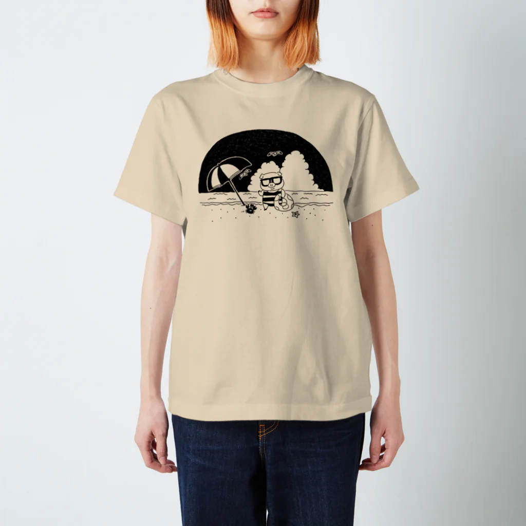 ももいろこぶたの生息地のえんじょいさま〜モノクロ スタンダードTシャツ