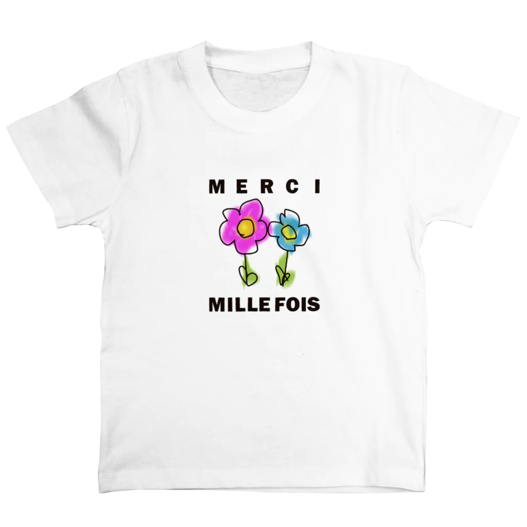 ICHIGO-ICHIÉ-1999のMERCI MILLE FOIS【めっちゃありがとう】フランス語でアピールする スタンダードTシャツ