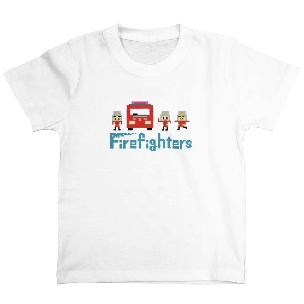 のりものドット絵TシャツのFirefighters 白 티셔츠