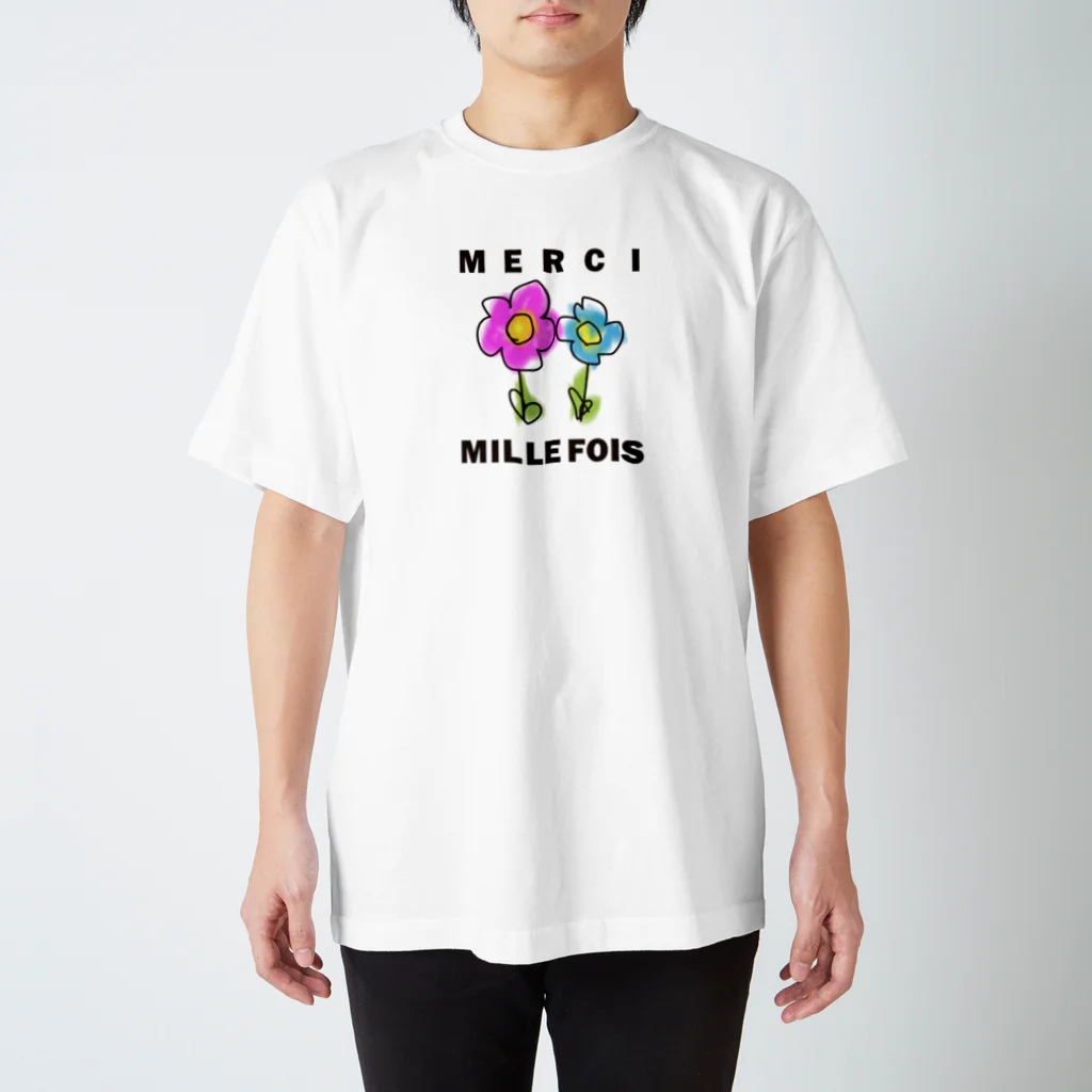 ICHIGO-ICHIÉ-1999のMERCI MILLE FOIS【めっちゃありがとう】フランス語でアピールする スタンダードTシャツ