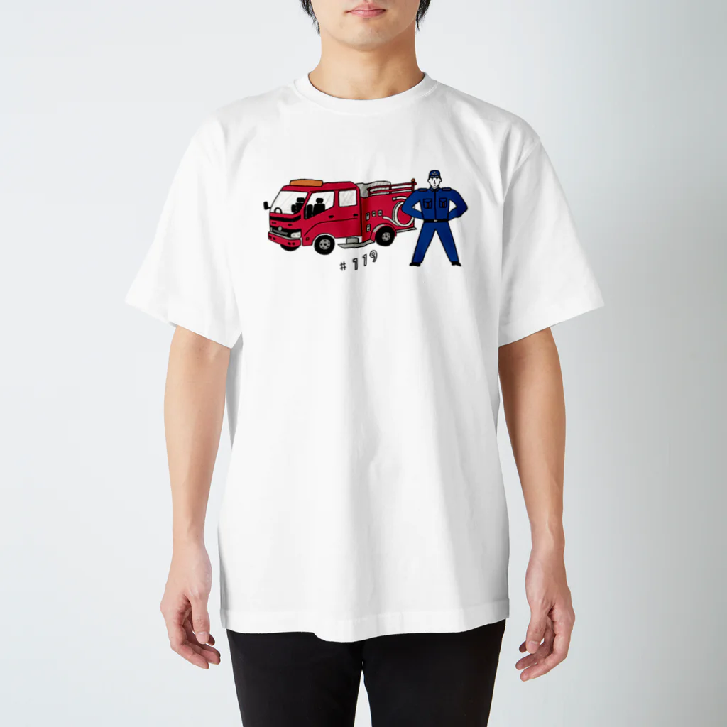 母アパレルの消防車と消防士 スタンダードTシャツ