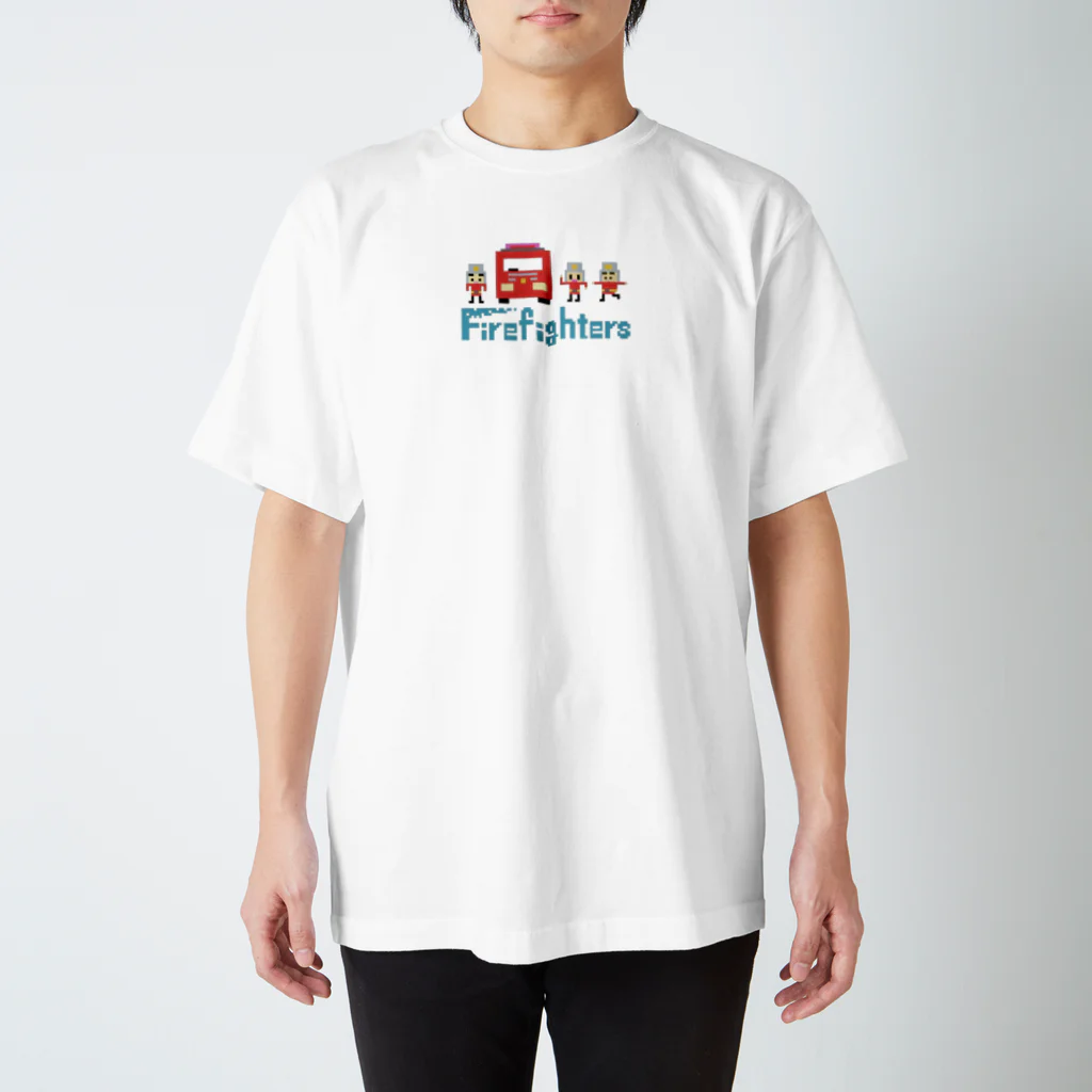 のりものドット絵TシャツのFirefighters 白 Regular Fit T-Shirt