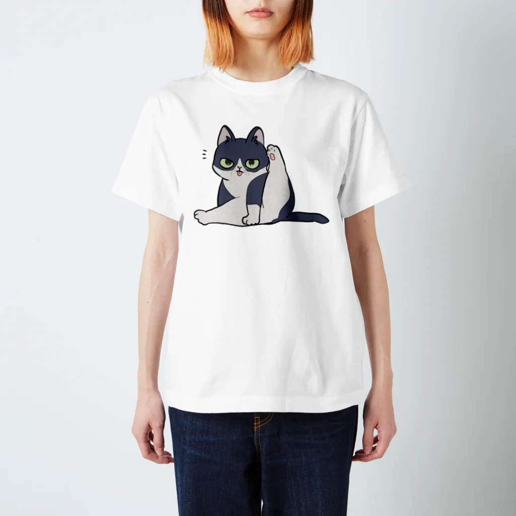 寂しんぐのはちわれのねこ(毛づくろい) スタンダードTシャツ