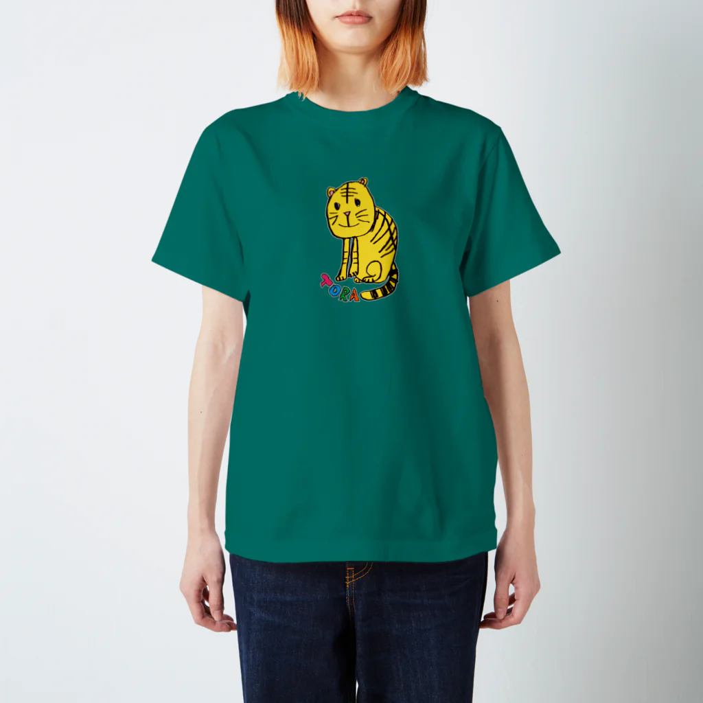 水色プリントのトラジロウ Regular Fit T-Shirt