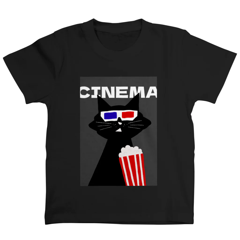 SugarWaterCat SHOPの映画 黒猫 3D CINEMA CAT スタンダードTシャツ