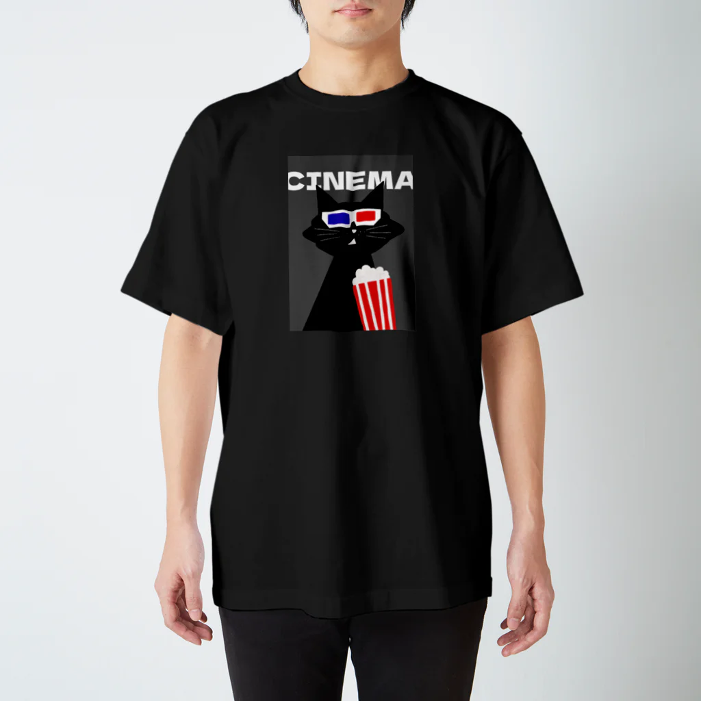 SugarWaterCat SHOPの映画 黒猫 3D CINEMA CAT Regular Fit T-Shirt