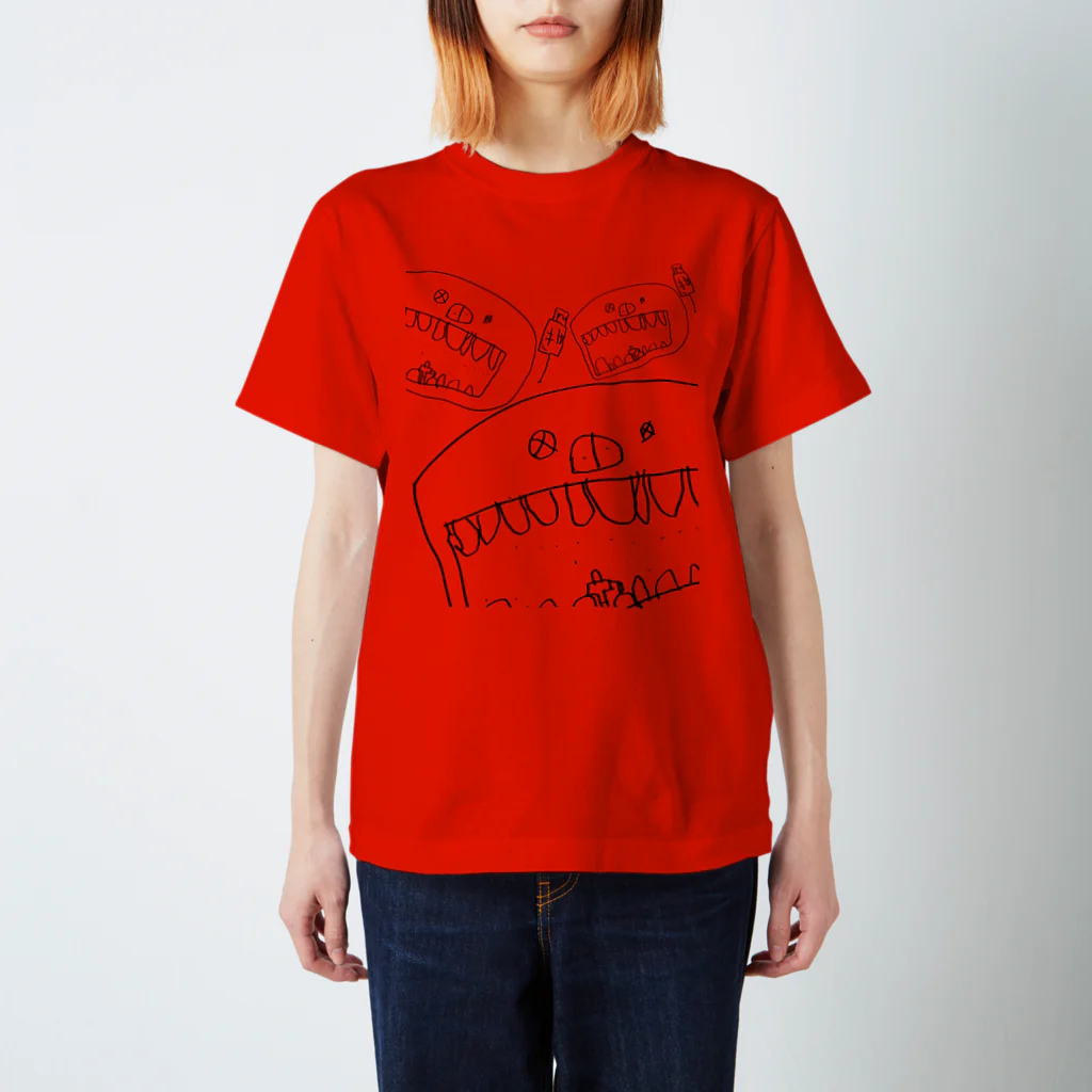 甘口家のおみせのけーきをたべすぎたむしばくん（くろいせんver） Regular Fit T-Shirt