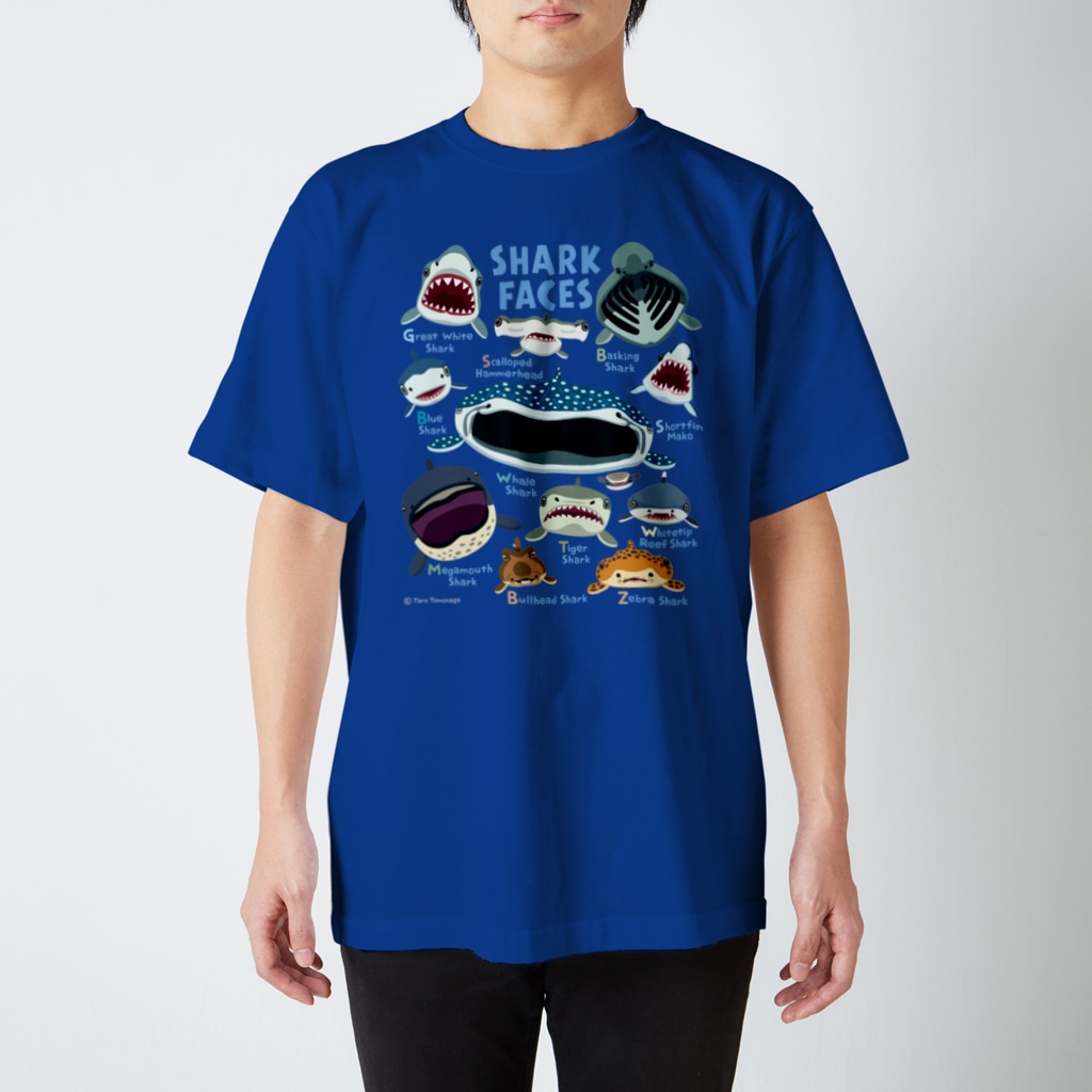ぼくのすいぞくかん SUZURI店のサメカオdeepcolorキッズ Regular Fit T-Shirt