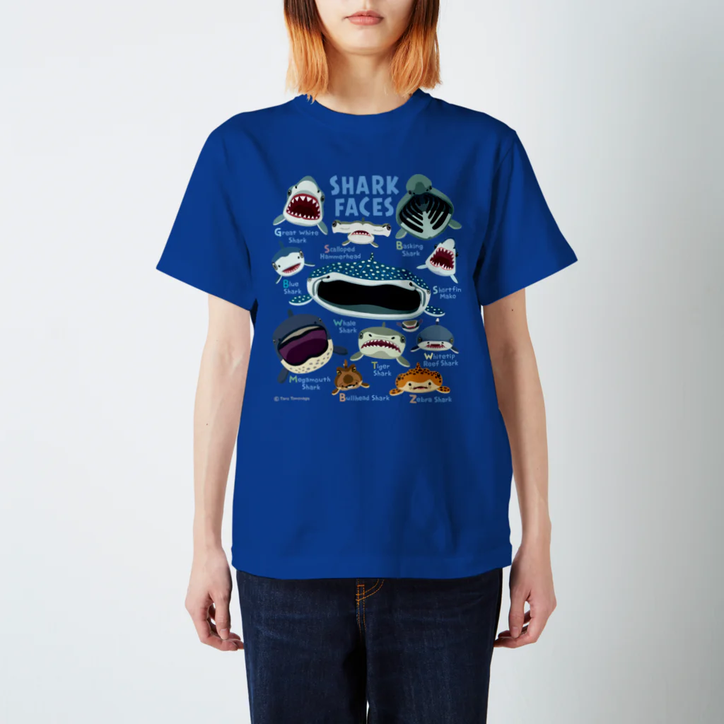 ぼくのすいぞくかん SUZURI店のサメカオdeepcolorキッズ 티셔츠