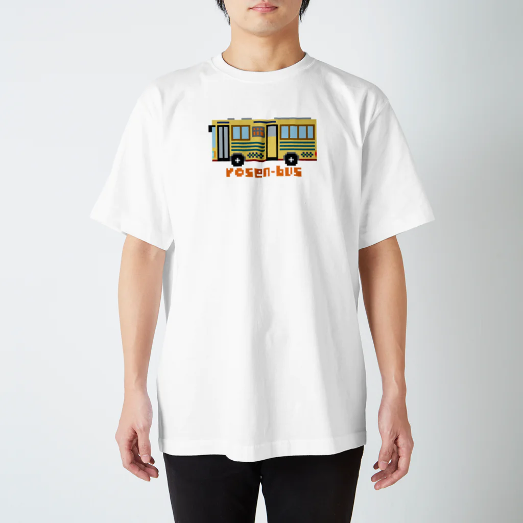 のりものドット絵Tシャツの路線バス（イエロー） 티셔츠