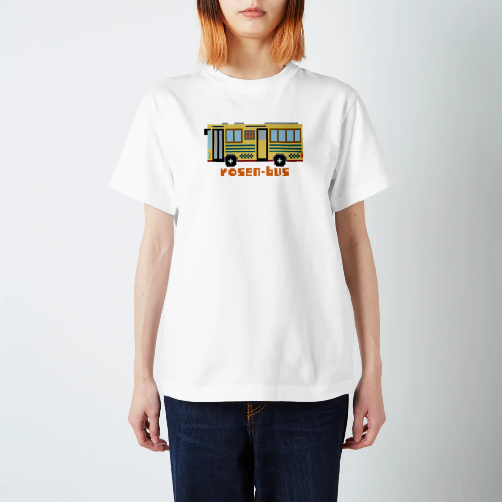 のりものドット絵Tシャツの路線バス（イエロー） スタンダードTシャツ