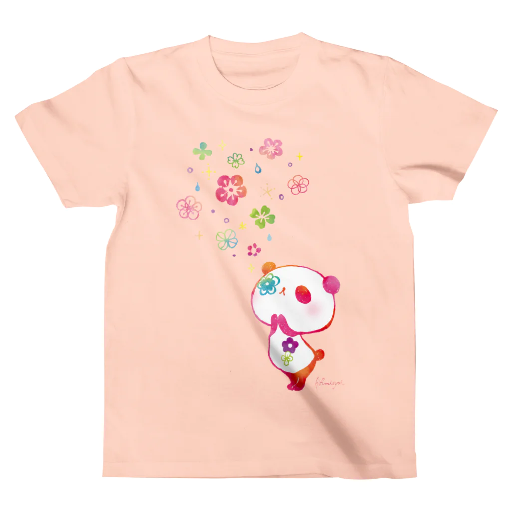 ヒフミヨイのお祈り 花パンダ スタンダードTシャツ