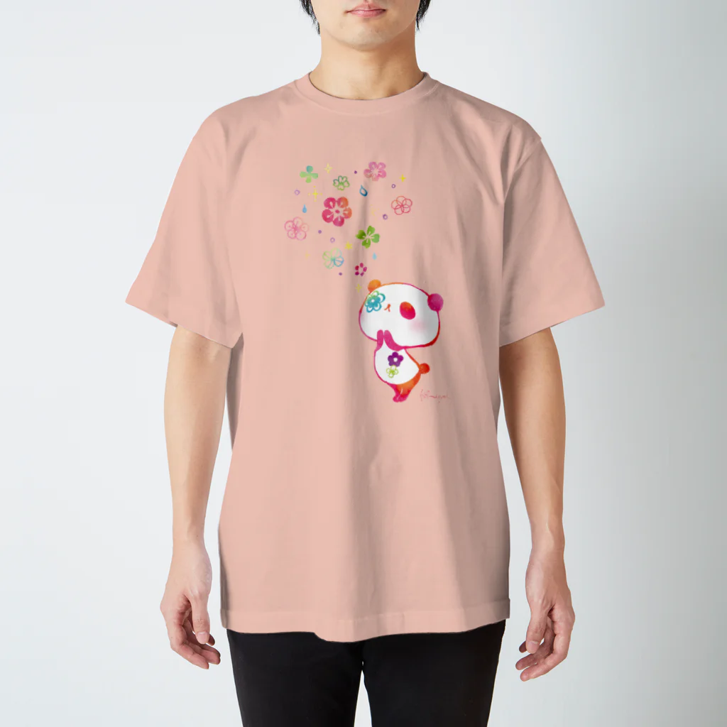 ヒフミヨイのお祈り 花パンダ スタンダードTシャツ