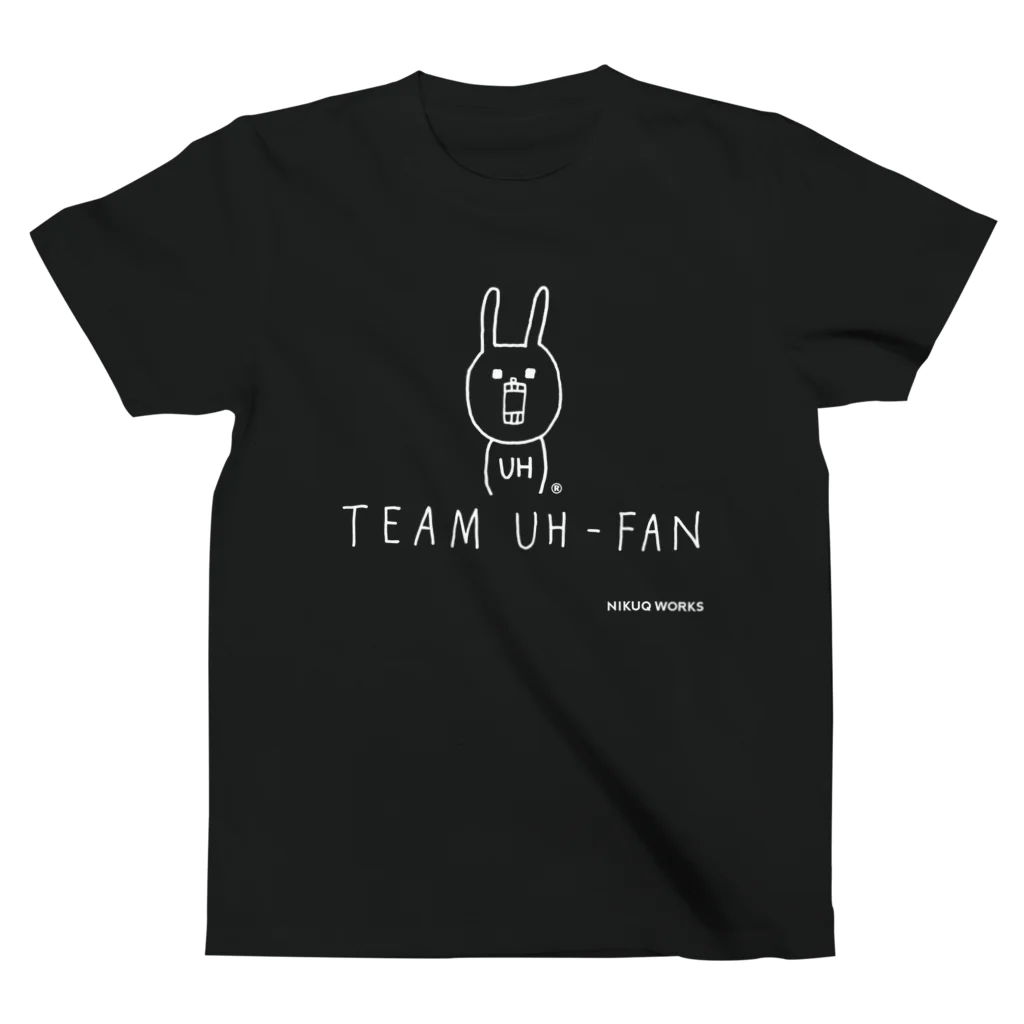 ウサギのウー by NIKUQ WORKSのTEAM UH-FAN [白い字] スタンダードTシャツ