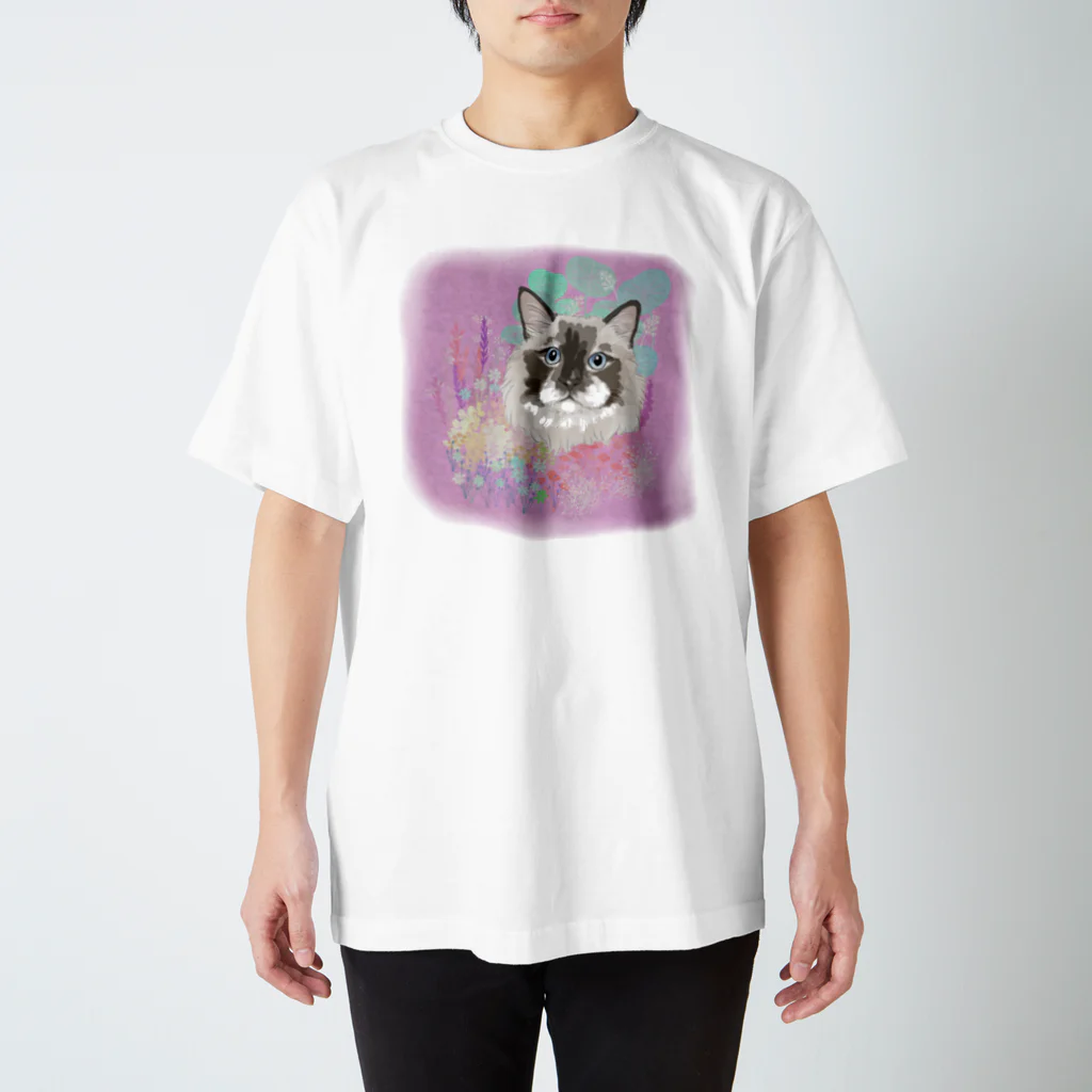 みきぞーん｜保護猫 ミッキー画伯と肉球とおともだちのkojiro スタンダードTシャツ